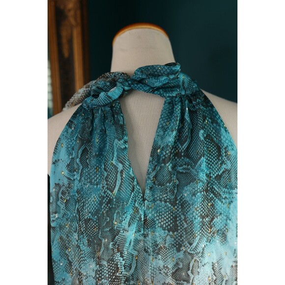 Monograph Y2K Style Snake Print Halter Ombre Sheer Top Glitter Mob Wife Size 2 - Picture 6 of 11